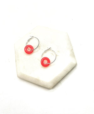 Red Resin Ring Mini Hoop Earrings