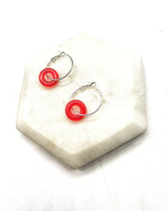 Red Resin Ring Mini Hoop Earrings
