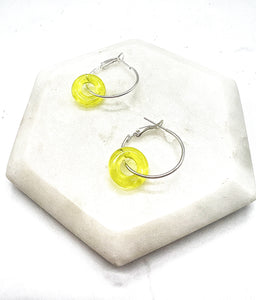 Yellow Resin Ring Mini Hoop Earrings