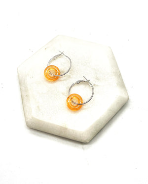 Orange Resin Ring Mini Hoop Earrings