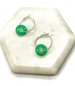Green Resin Ring Mini Hoop Earrings