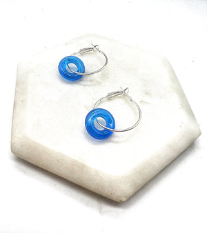 Royal Blue Resin Ring Mini Hoop Earrings