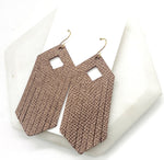 Bronze Diamond Fringe Leather Earrings
