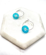 Turquoise Blue Resin Ring Mini Hoop Earrings