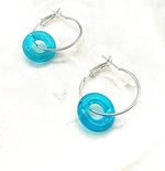 Turquoise Blue Resin Ring Mini Hoop Earrings