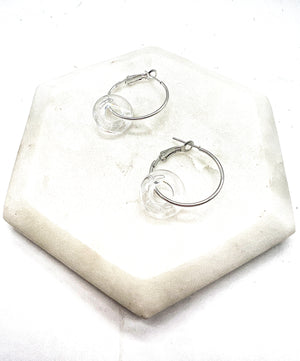 Clear Resin Ring Mini Hoop Earrings