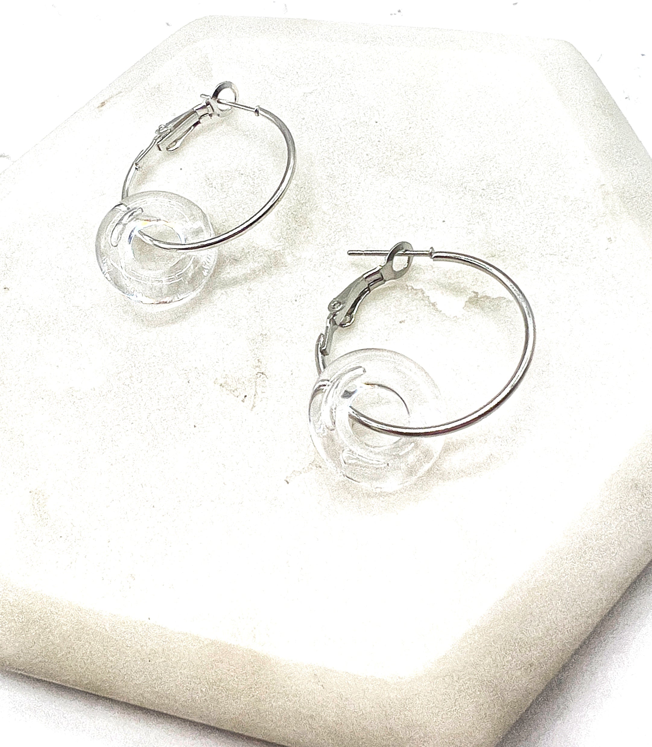 Clear Resin Ring Mini Hoop Earrings