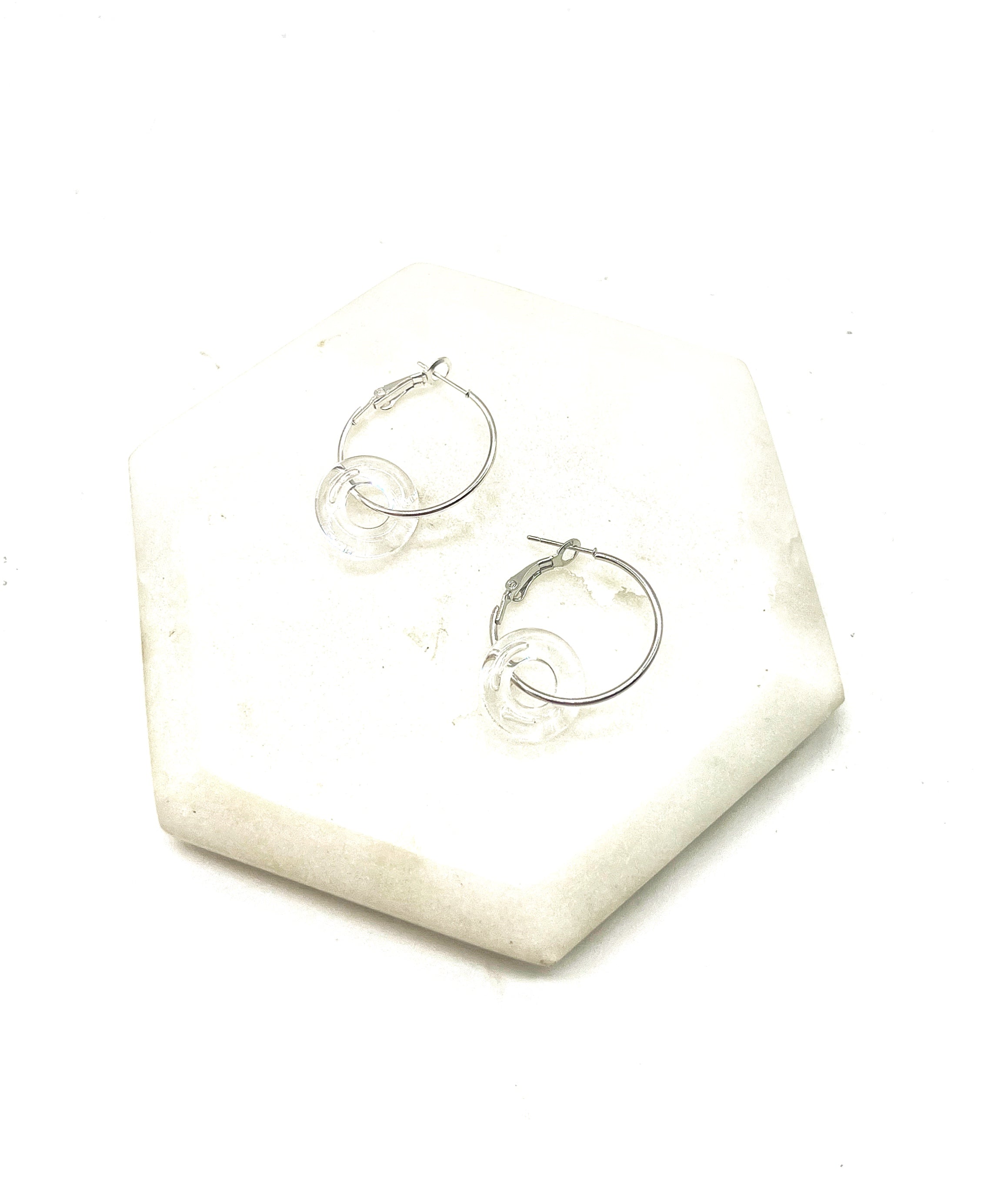 Clear Resin Ring Mini Hoop Earrings