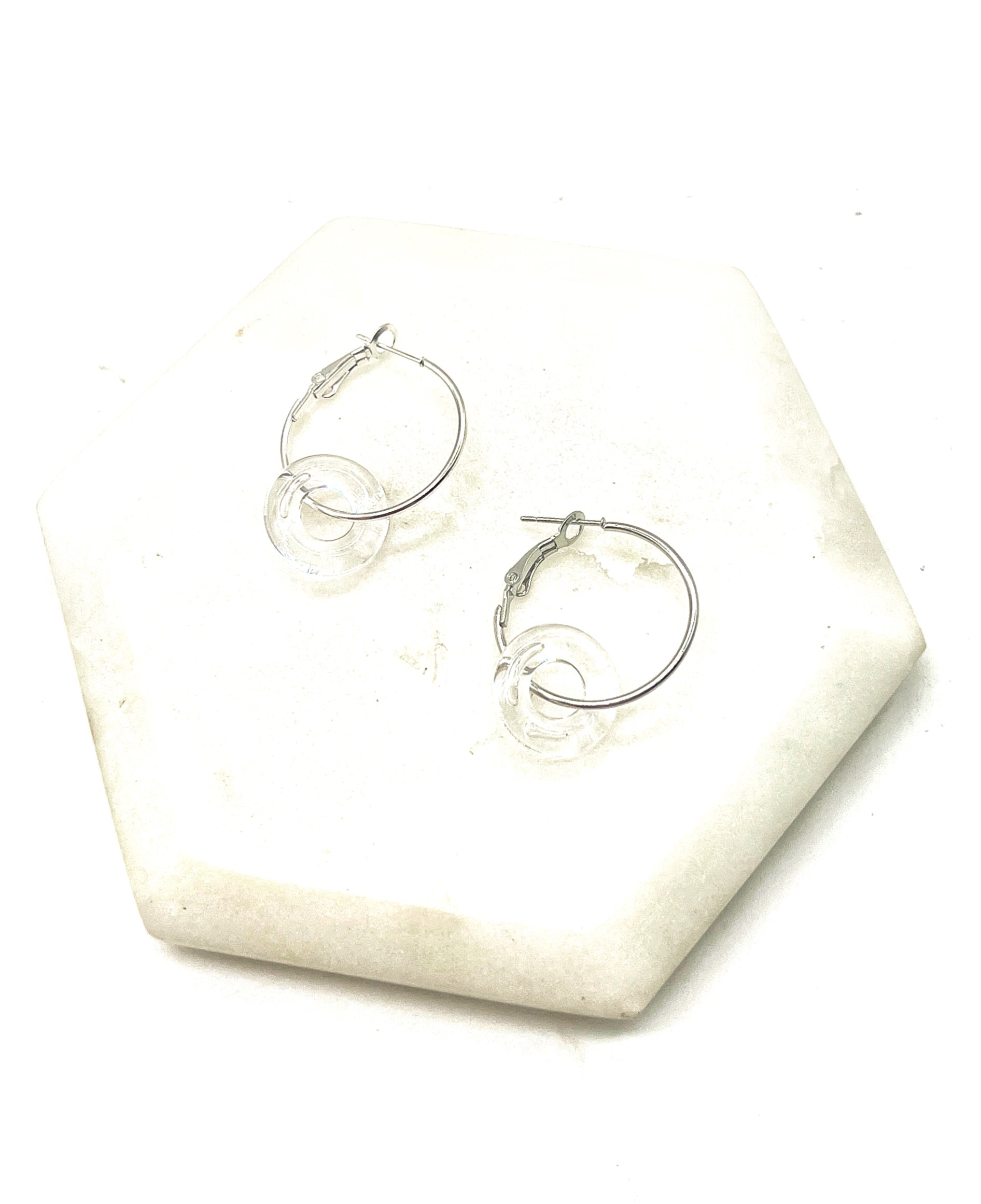 Clear Resin Ring Mini Hoop Earrings