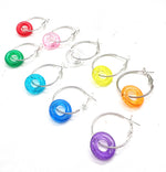 Pink Resin Ring Mini Hoop Earrings