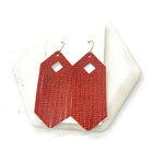 Rust Diamond Fringe Leather Earrings