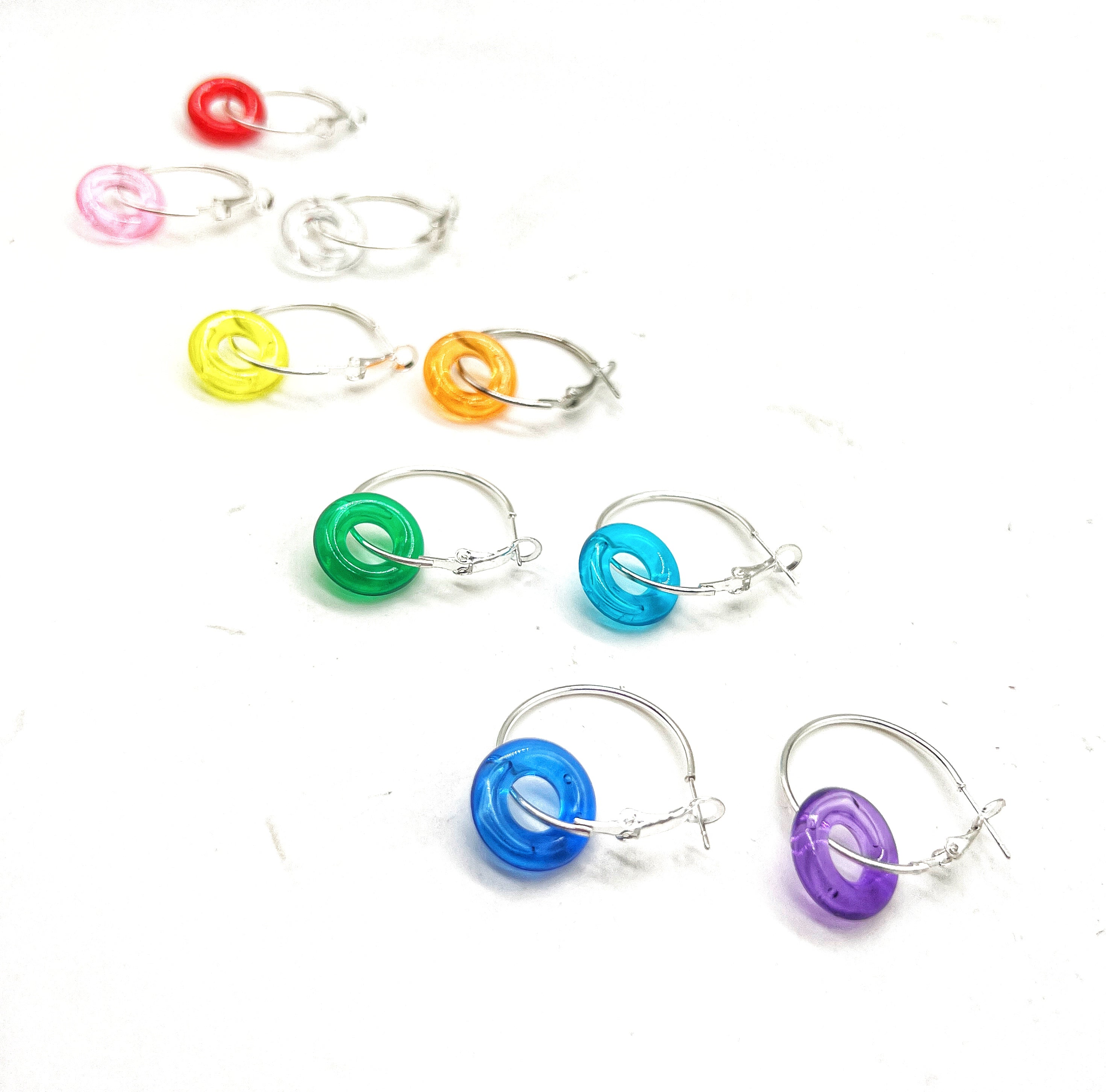 Turquoise Blue Resin Ring Mini Hoop Earrings