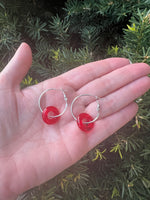 Red Resin Ring Mini Hoop Earrings