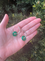 Green Resin Ring Mini Hoop Earrings