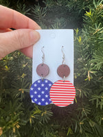 Stars and Stripes Wood Disc Earrings