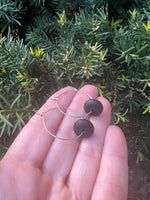 Black Seaglass Hoop Earrings