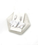 White Iridescent Ginkgo Earrings