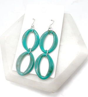 Turquoise Double Oval Acrylic Earrings