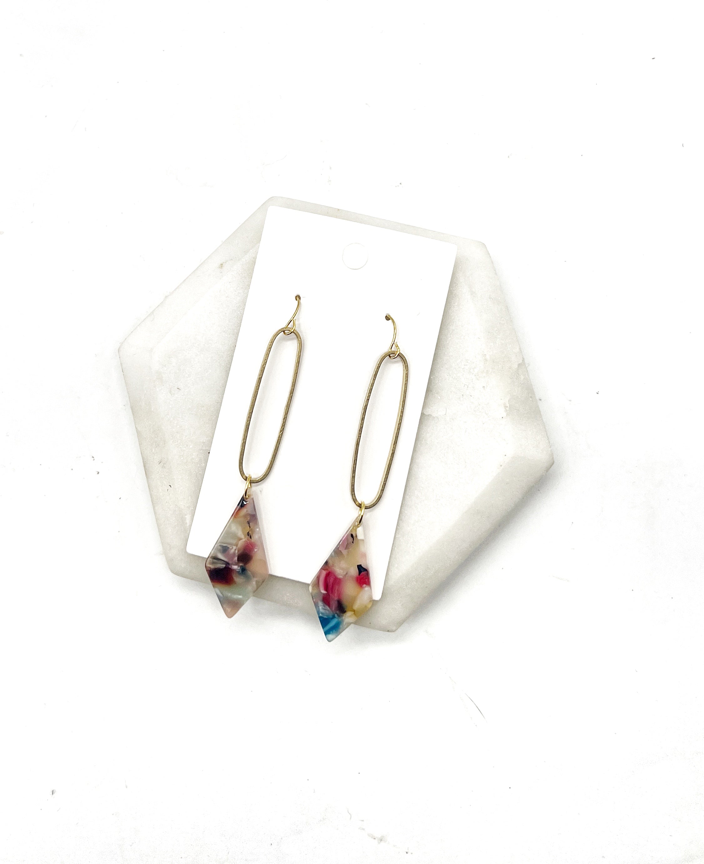 Multi-Color Diamond Loop Earrings