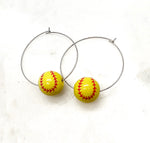 Softball Wood Hoop Earrings