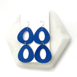 Royal Blue Double Olivia Leather Earrings