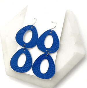 Royal Blue Double Olivia Leather Earrings