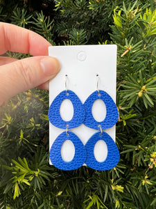 Royal Blue Double Olivia Leather Earrings