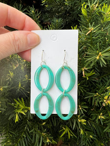 Turquoise Double Oval Acrylic Earrings