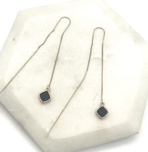Black Diamond Gold Threader Earrings