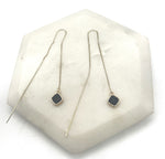 Black Diamond Gold Threader Earrings