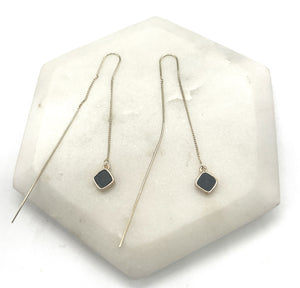 Black Diamond Gold Threader Earrings