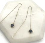 Black Diamond Gold Threader Earrings