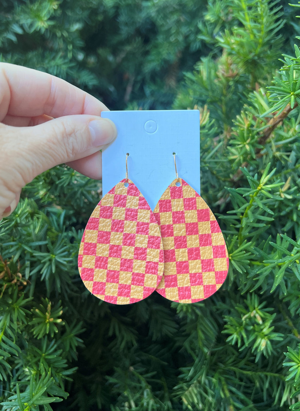 Checkered Chiefs Leather Teardrop