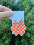 Chiefs Checkered Leather Diamond Earrings