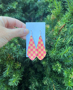 Chiefs Checkered Em Leather Earrings