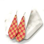 Chiefs Checkered Em Leather Earrings