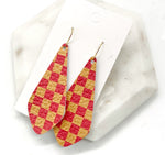 Chiefs Checkered Em Leather Earrings