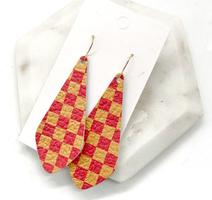 Chiefs Checkered Em Leather Earrings
