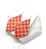Chiefs Checkered Leather Diamond Earrings