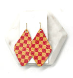 Chiefs Checkered Leather Diamond Earrings