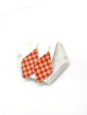 Chiefs Checkered Leather Diamond Earrings