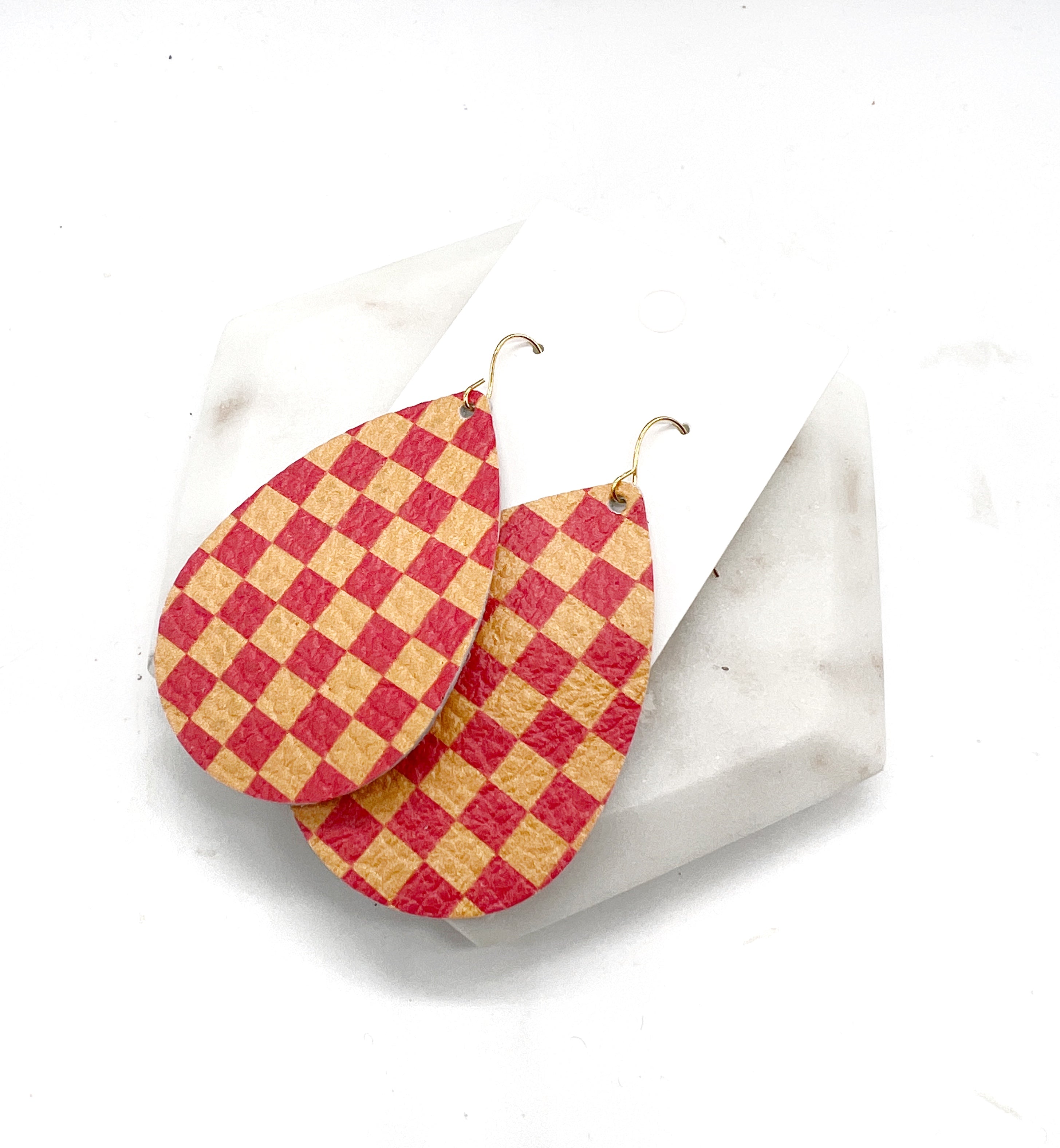 Checkered Chiefs Leather Teardrop
