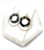 Black Oval Chandelier Acrylic and Metal Earrings