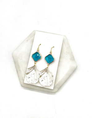 Ocean Blue Seashell Statement Earrings
