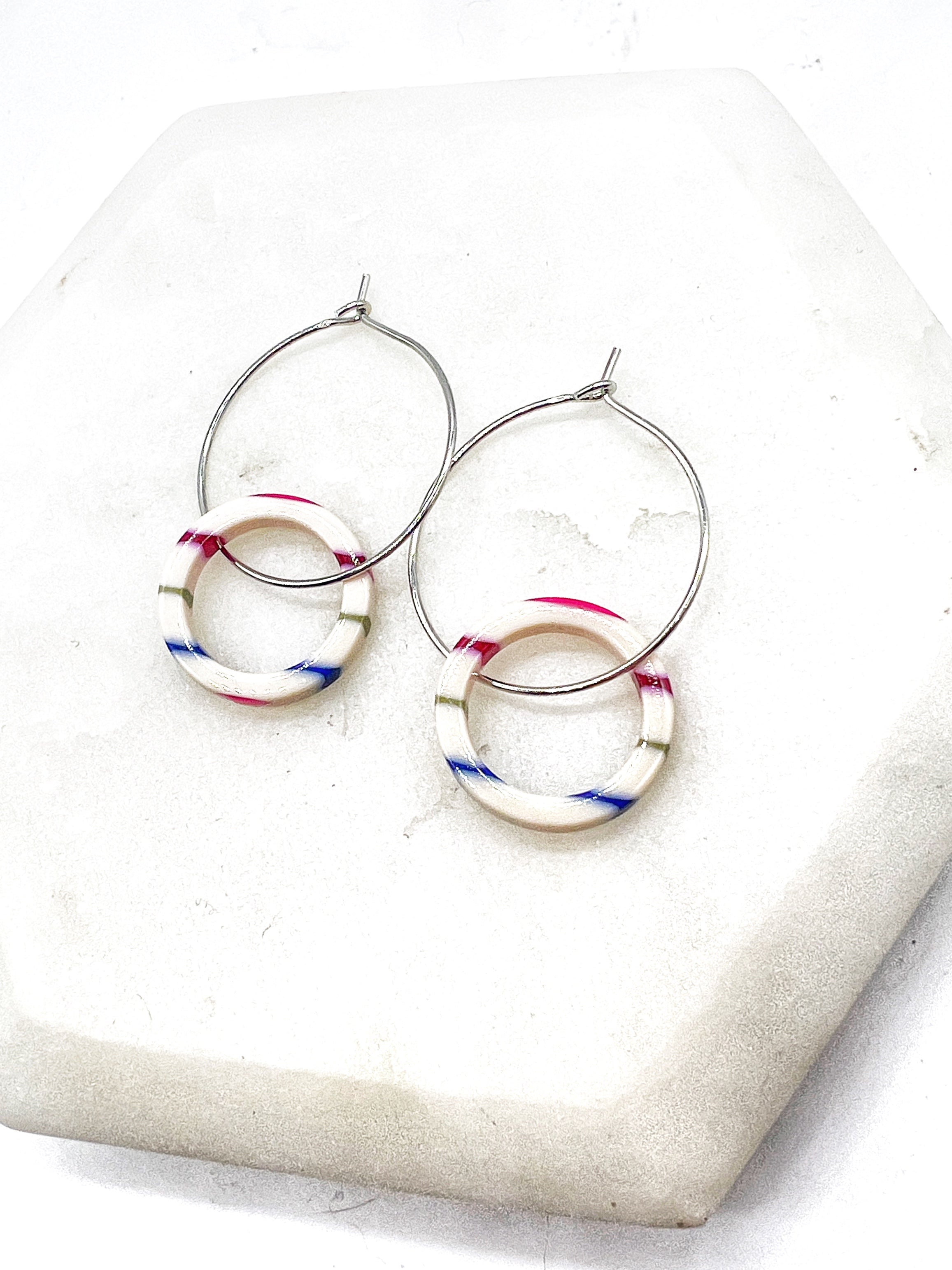 Striped Double Hoop Earrings