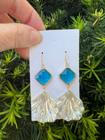 Ocean Blue Seashell Statement Earrings