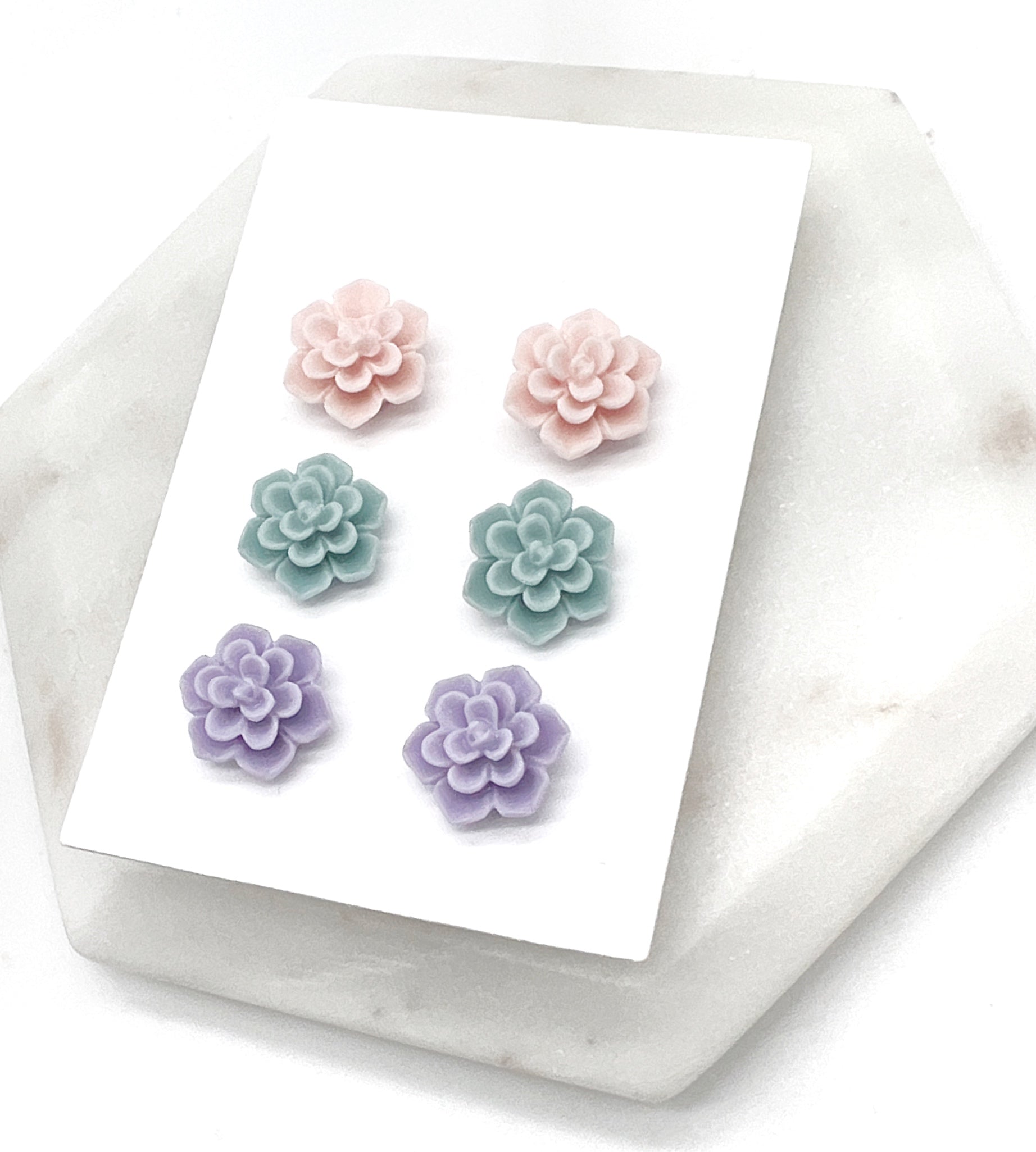 Pastel Flower Stud Trio