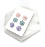 Pastel Flower Stud Trio