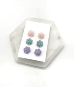 Pastel Flower Stud Trio