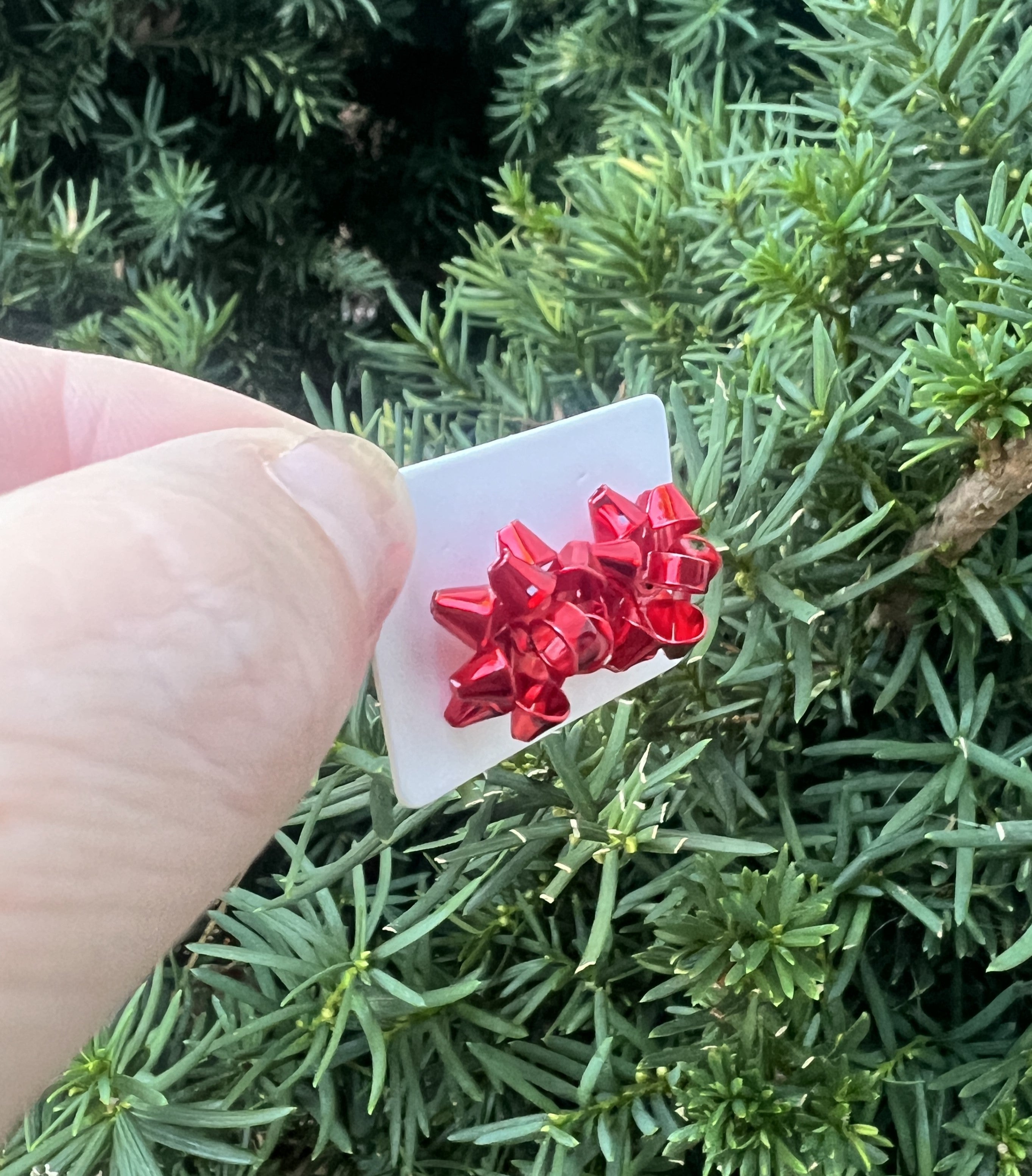 Red Christmas Bow Stud Earrings